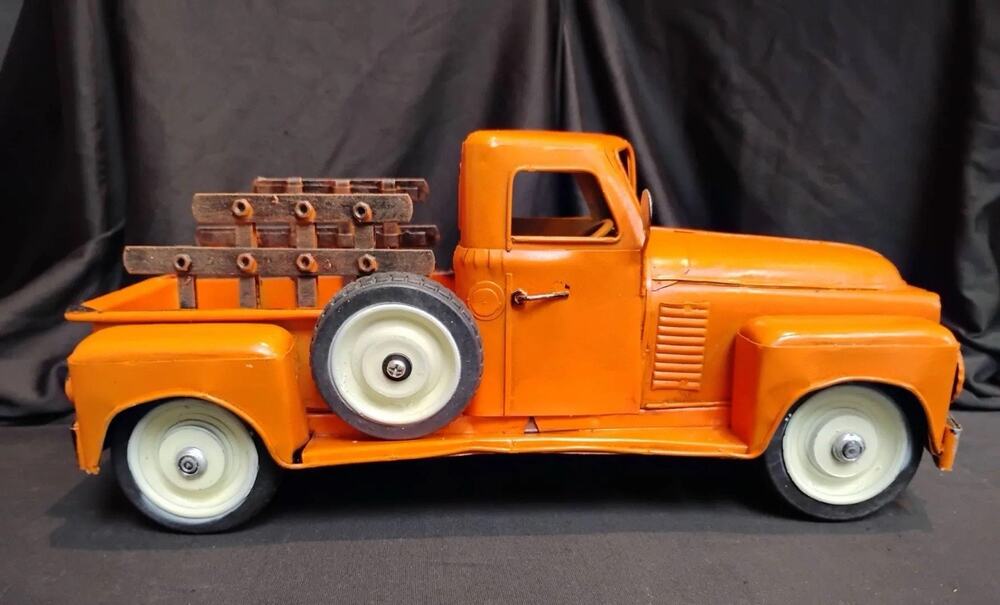 1950 Chevy Vintage/Retro Metal Decorative Pickup Truck Model, Orange Black White